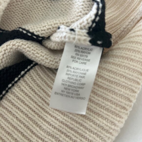 Elie Tahari Sweater Cream Navy Striped 1/4 Zip Pullover Coastal Preppy Size M - Picture 8 of 8